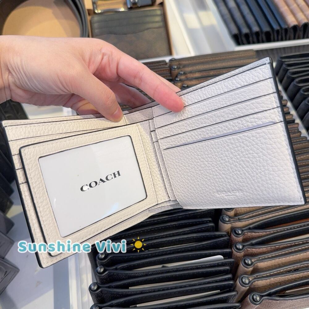 NWT Coach billfold wallet signature canvas varsity motif CAK48 Chalk & Black - Picture 3 of 8